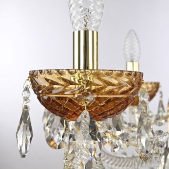 Люстра с цветным хрусталём 5413/12/300 G Amber/M-1F Bohemia Ivele Crystal