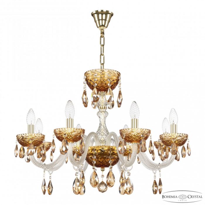 Люстра с цветным хрусталём 5417/8/240 G Amber/M-1F K721 Art Crystal Light